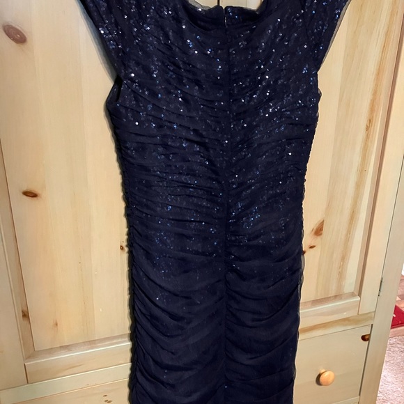 Lauren Ralph   Sheath Dress Blue Sequin Body Con Ruched Formal Party Size 14 New - Picture 6 of 10